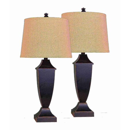 LampsPerSe LPS-633, 29.5" Twin Pack Plastic Table Lamp in Black with Gold Highlight Finish